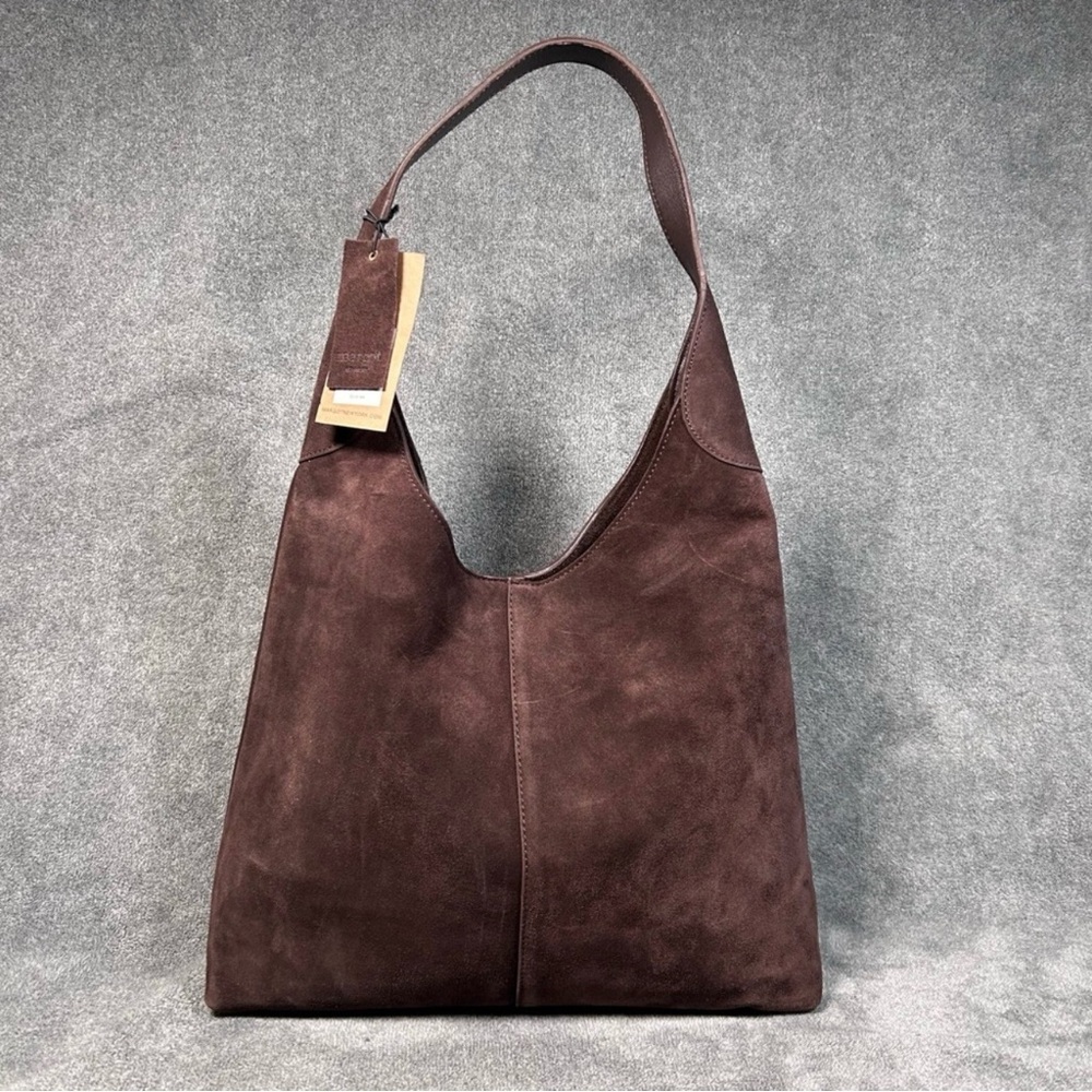Elegant Brown Suede Shoulder Bag Purse